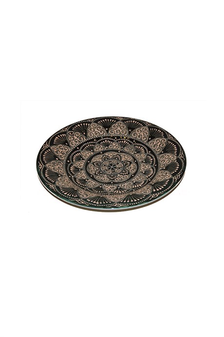Green Plate With Relief Design
