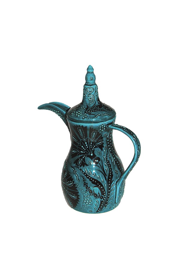Turquoise Coloured Ewer With Carnation Design