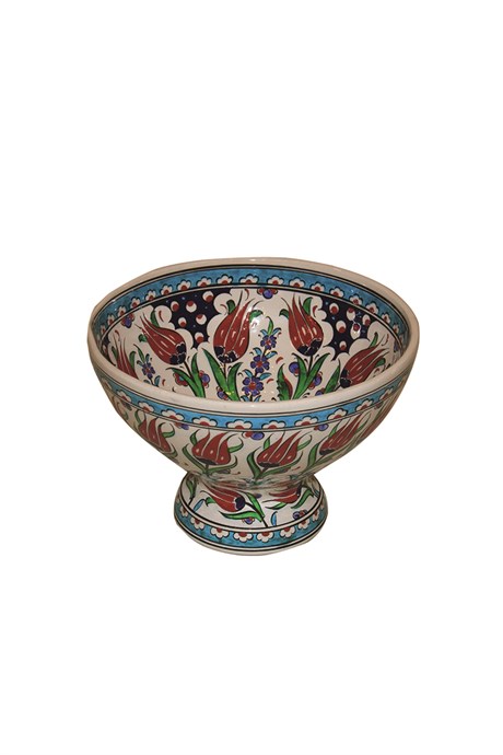 Footed Bowl With Tulip Patterns