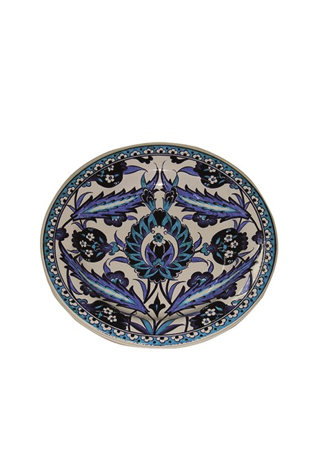 Blue and White Iznik Plate with Pomegranate Design